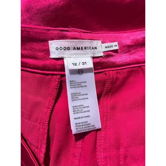 NWT Good American Washed Satin Wide Leg Pants‎ High Waist Love Potion Pink 12/31 - Picture 8 of 9
